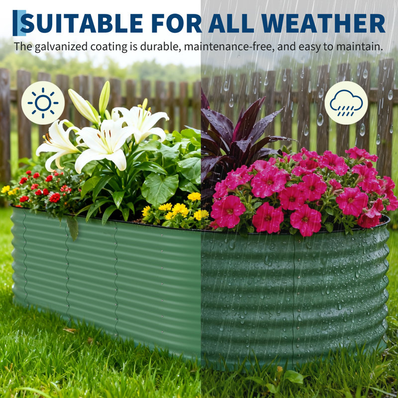 Metal Raised Garden Bed, 60cm H x 240cm W x 120cm D