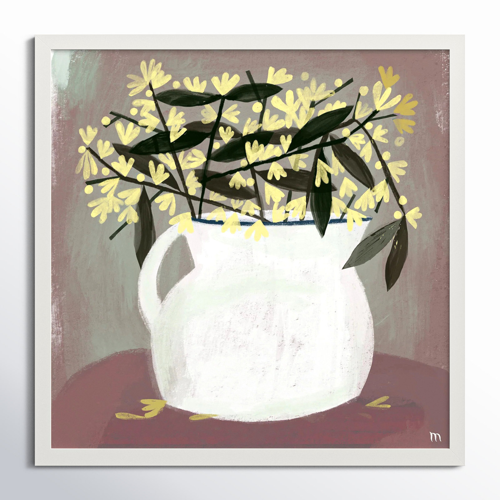 Juliane "Calycanthus" Painting, 30" H x 30" W x 1.25" D, White