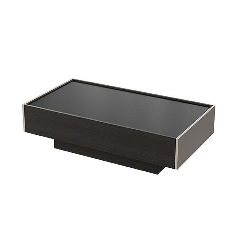 Glass Top Single Coffee Table, Smoky Color, 15" H x 51.2" W x 25.6" D