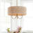 Stephane 3 - Light 18" Single Farmhouse Drum Polished Brass Metal Rattan Chandelier for Living Room or Bedroom