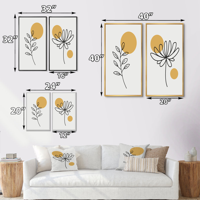 Art floral mural lune, peinture abstraite rétro - conception florale rétro créative avec pleine lune I, H 32 po x l 32 po