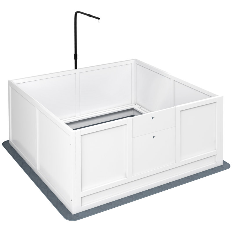 Boîte de mise bas pour chien avec support d'éclairage rétractable, H 27,75 po x l 47,75 po x P 24 po
