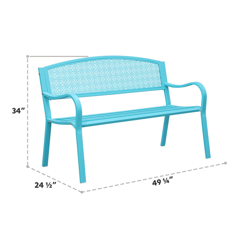 Banc d'extérieur en acier Srisha, Bleu sarcelle
