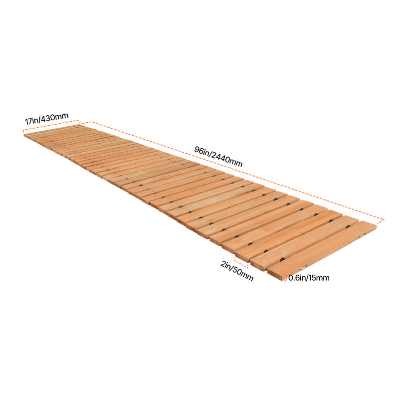 Passerelle de jardin en bois, H 0,6 po x l 96 po x P 17 po