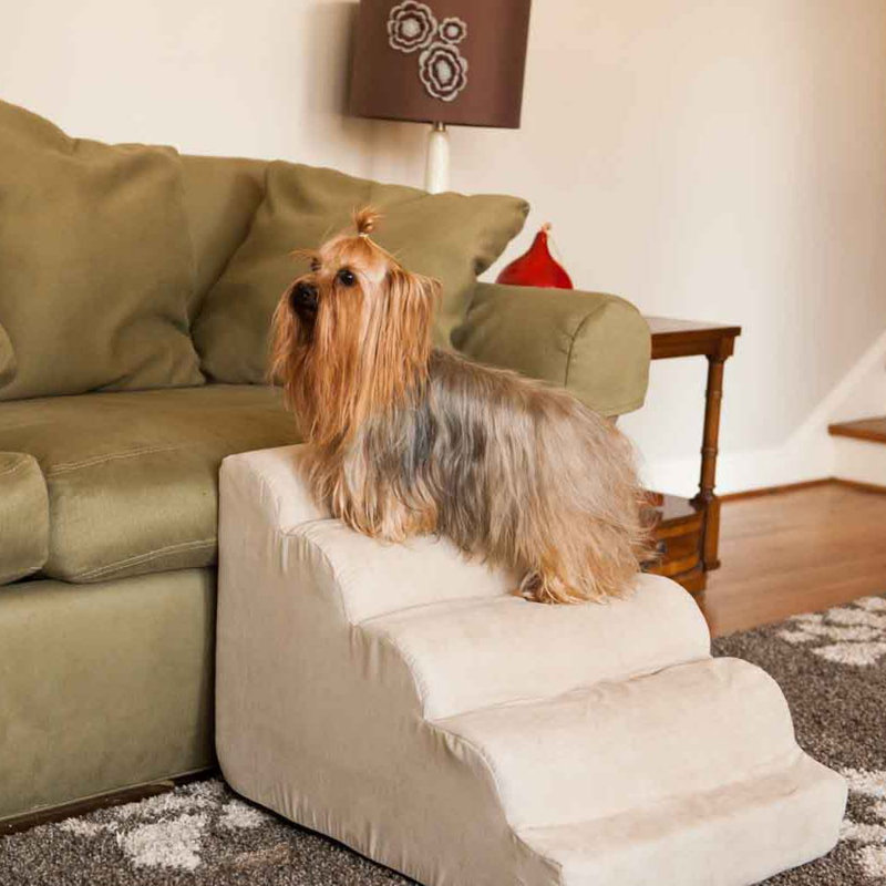 Snoozer Orthopedic Microsuede Scalloped Pet Stair Ramp, Buckskin, Large (21" H x 21" W x 30" D)
