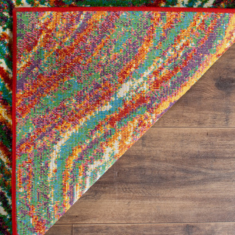 Miley Abstract Red/Green/Yellow Area Rug