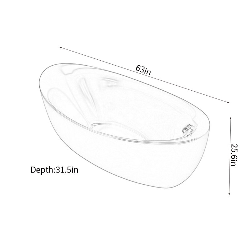 63'' x 31.5'' Soaking Acrylic Bathtub, Green