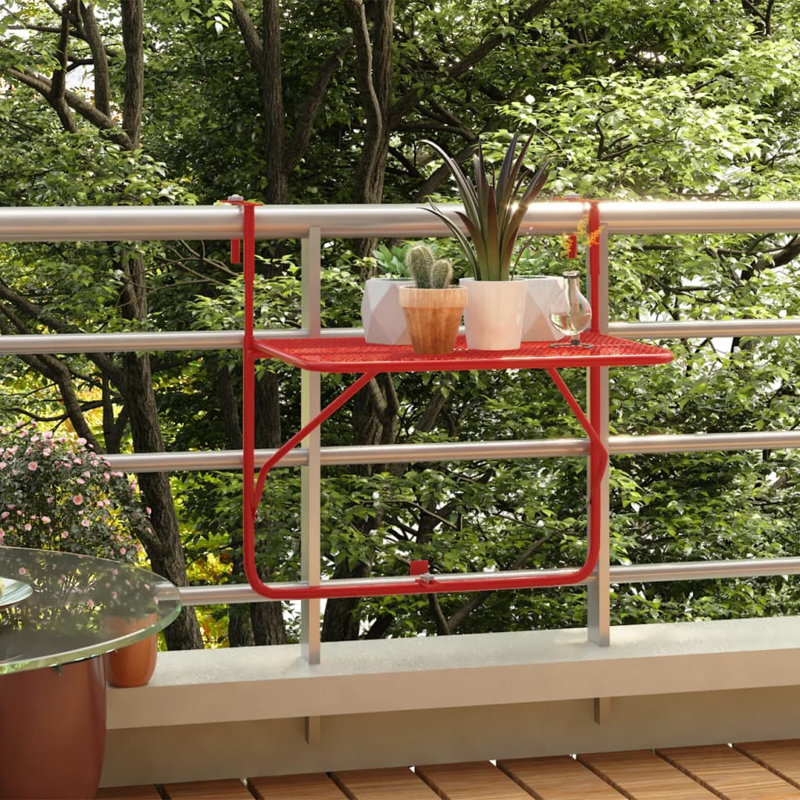 Pennock Rectangular Metal Outdoor Balcony Table , 60cm cm W 40cm cm D, Red