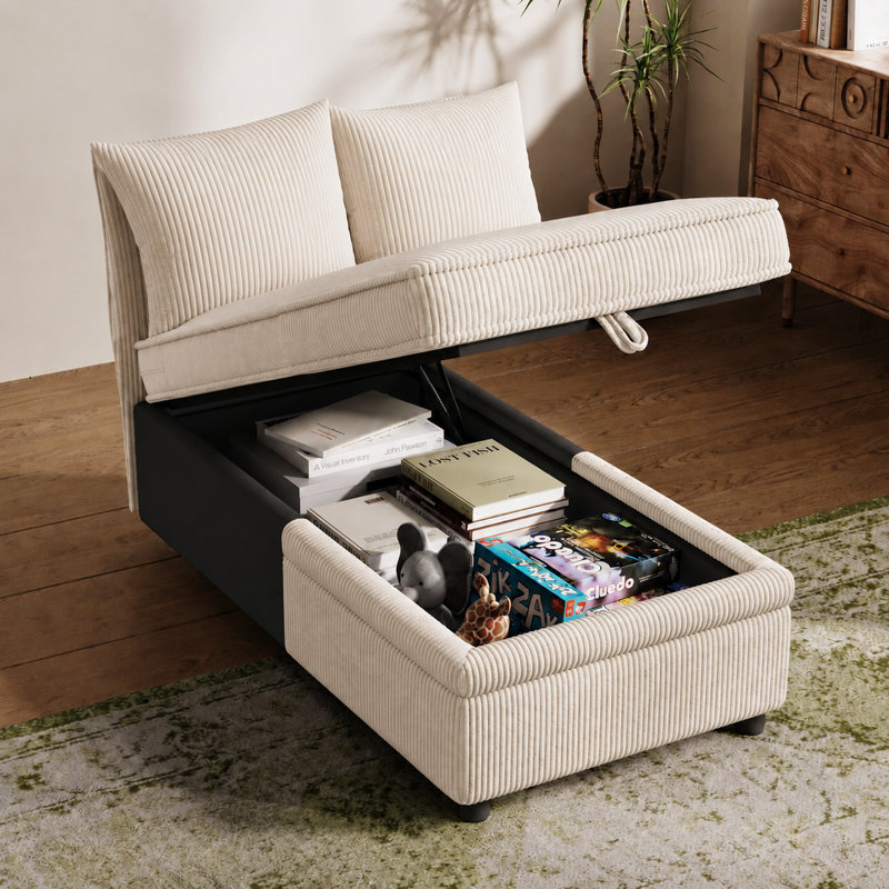  Felipe Seating Comoponent - Chaise de rangement avec deux chaises, Beige