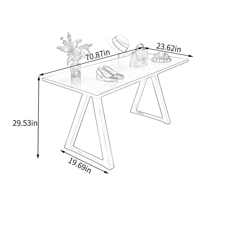 Table de présentation Gold, H 29,53 po x l 70,87 po x P 23,62 po