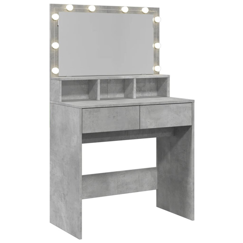 Dressing Table with Mirror, Concrete Grey