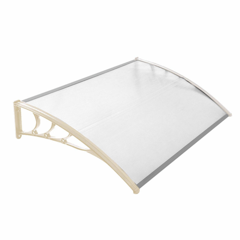 Garden Sanctuary Plastic Cover Retractable Door / Window Awning, 23.8cm H x 120cm W x 80cm D, Clear/Silver