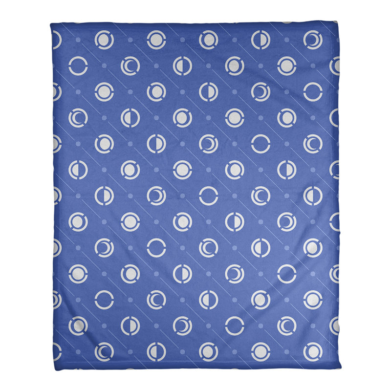 Couverture polaire moon phases, l 30 po x L 40 po, Blanc / bleu