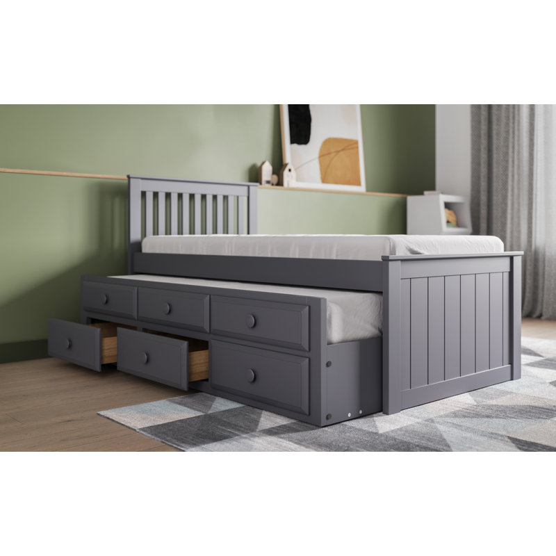 Bradner 90 X 190cm Cabin Bed with Storage Included with Trundle Included, Grey