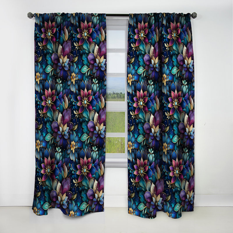 Motif marocain Boho - rideau floral - rideau occultant floral - 1 panneau, L 52 po x L 108 po