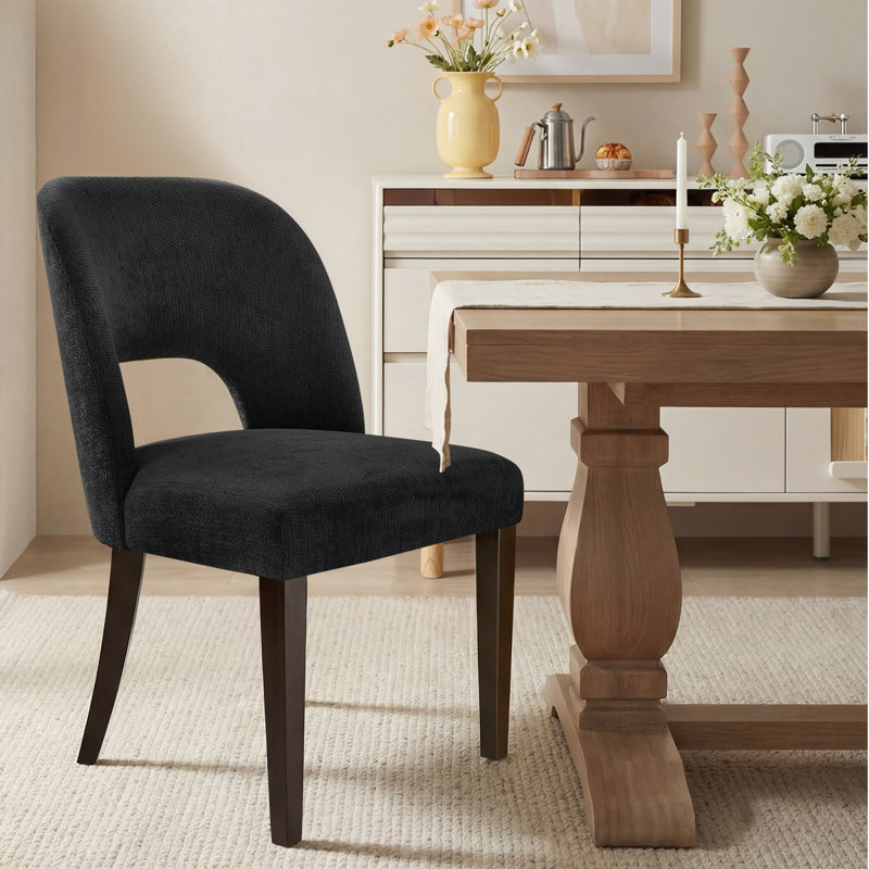 47cm H Upholstered Upholstered Back Side Chair, Dark Grey