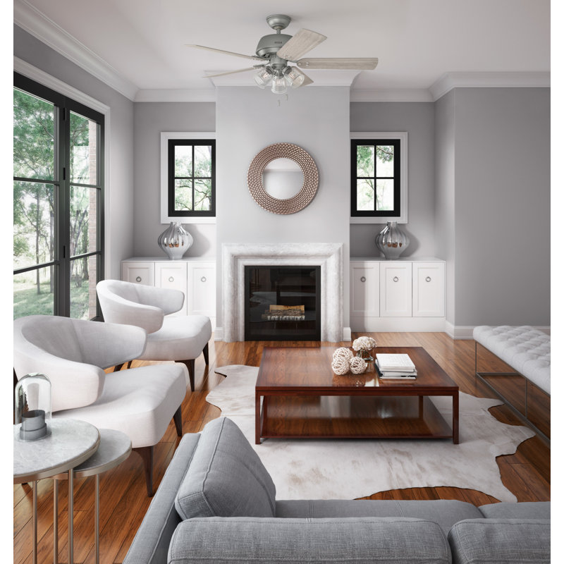 Matte Silver 52" Ceiling Fan with Light Kit and Reversible Blades