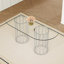 Table de salle à manger 71 pouces ovale en verre trempé-1135699536