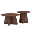 Ensemble de tables basses modernes 2 pièces, tables d'appoint rondes en bois avec base à piédestal en croix pour le salon-131374676