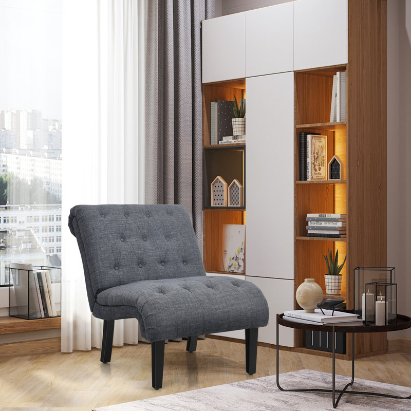 Altia Upholstered Cotton Blend Accent Chair, Grey Cotton Blend