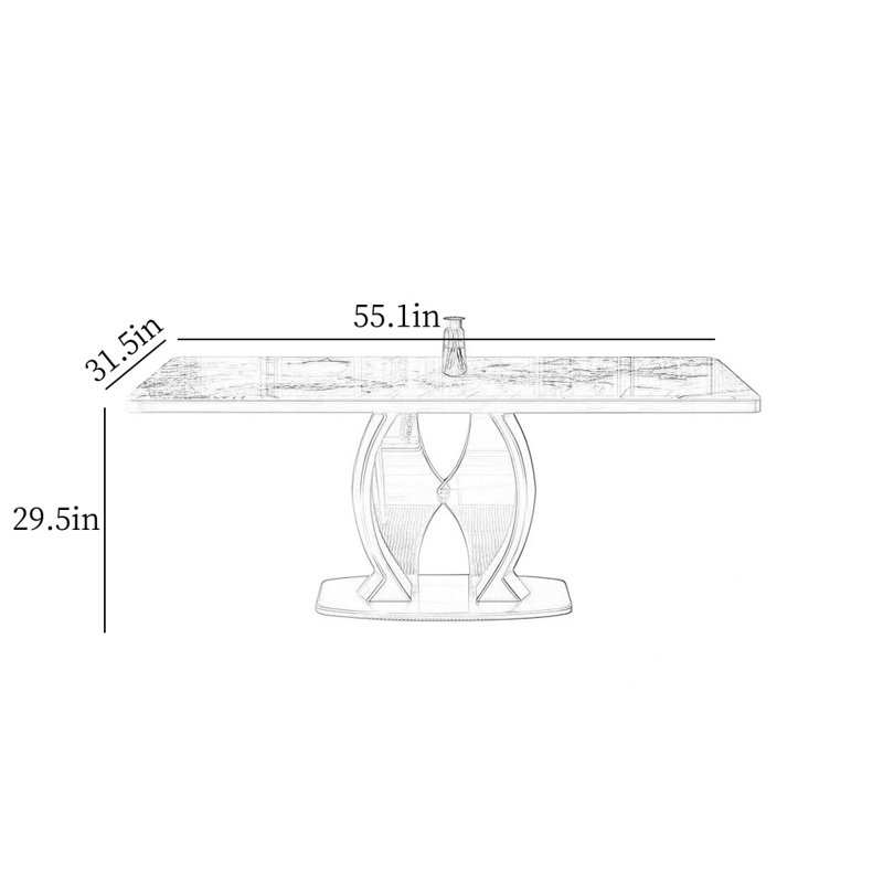 Table de salle à manger Modern Luxury, H 29,5 po x L 55,1 po x l 31,5 po