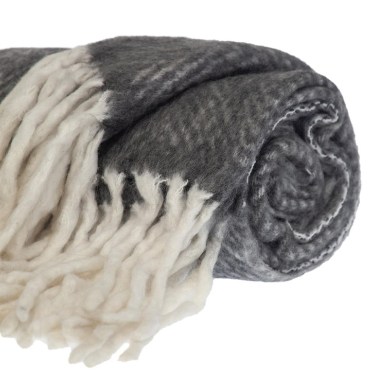 Jeté en mohair Ixia, Noir / blanc