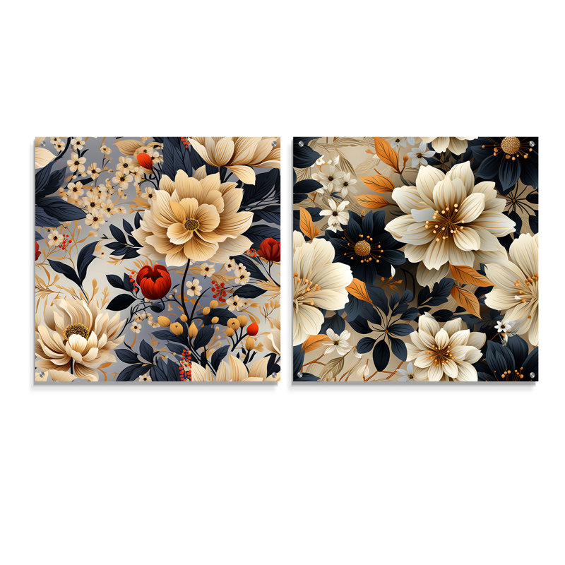 Olathe - Ensemble de 2 art mural en verre acrylique, H 16 po x l 33 po