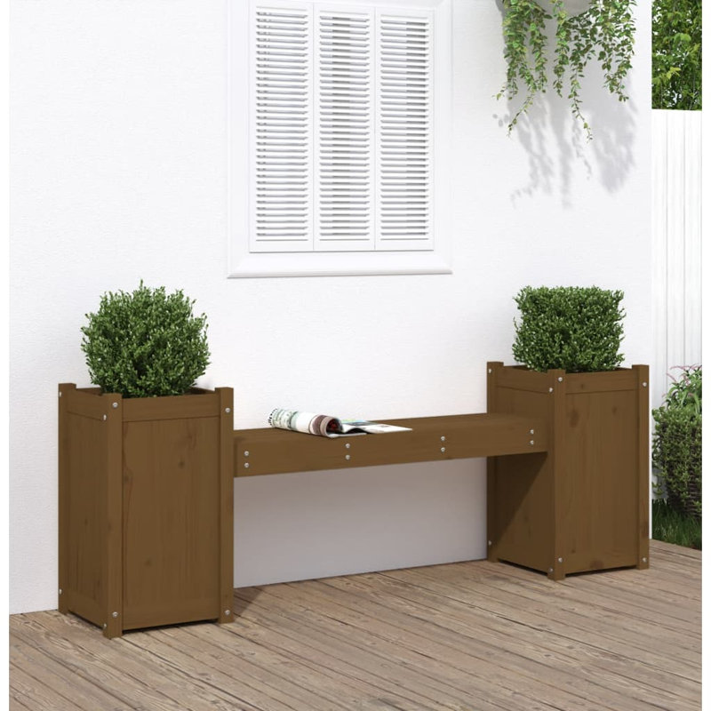 Davie Solid Wood Outdoor Bench, Honey Brown