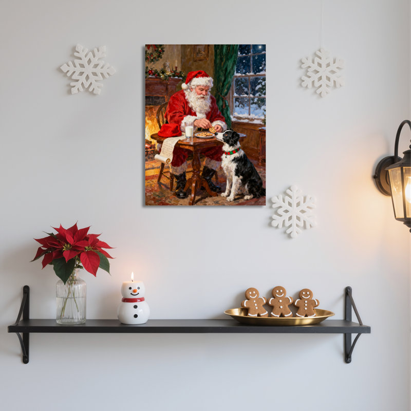 «Santa Claus Dog», art mural sur toile, H 36 po x l 24 po