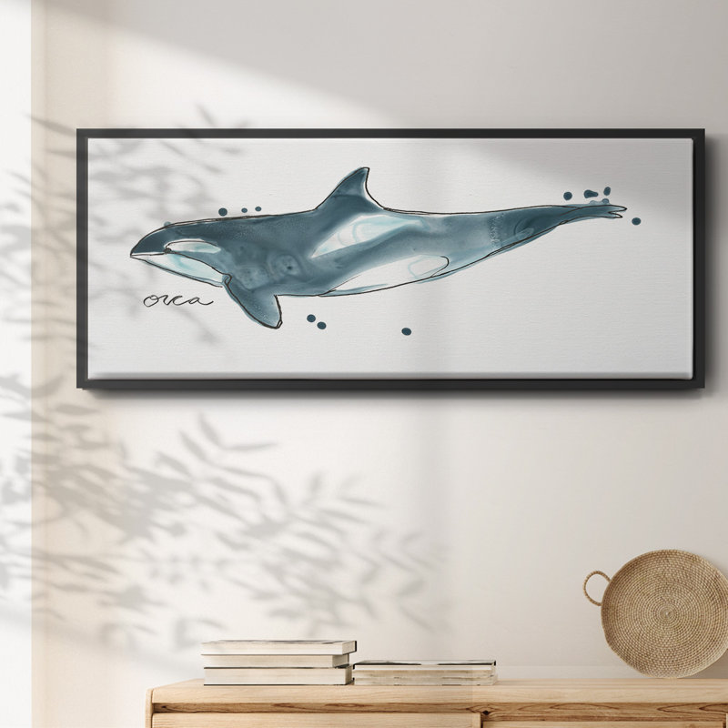 Whale IV- Framed Canvas, 20" H x 50" W