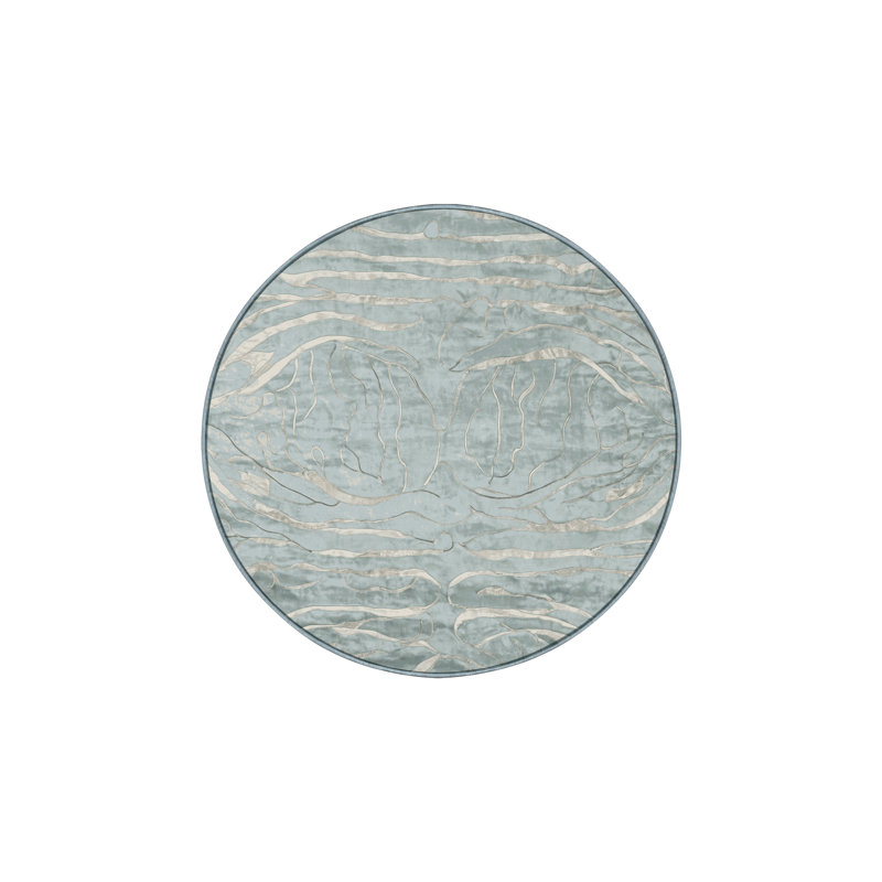 Tapis bleu lavable à la machine, Rond 5 pi
