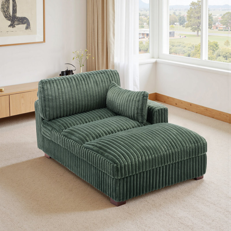 Méridienne surdimensionnée en flanelle de fourrure de lapin Helton, Vert