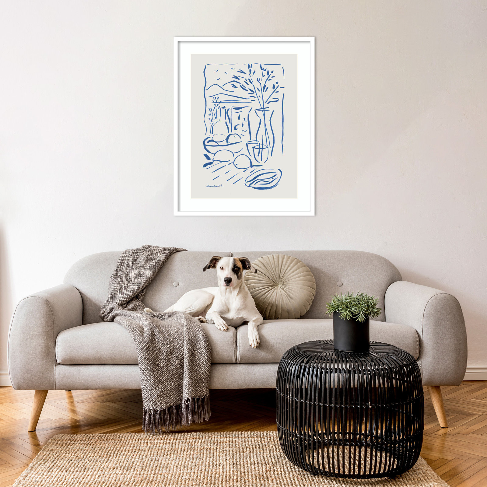 Cleve "Mediterranean View" Print, White Framed, 33" H x 26" W