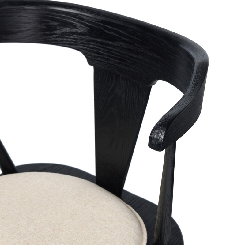Garth Solid Wood Bar Stool, Bar Stool (29.94" Seat Height), Antwerp Natural/Linen Blend, Sandy Oak