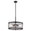 Luminaire suspendu cylindrique noir mat à 4 lumières de 20 po avec verre à grain clair Burkitt Burkitt