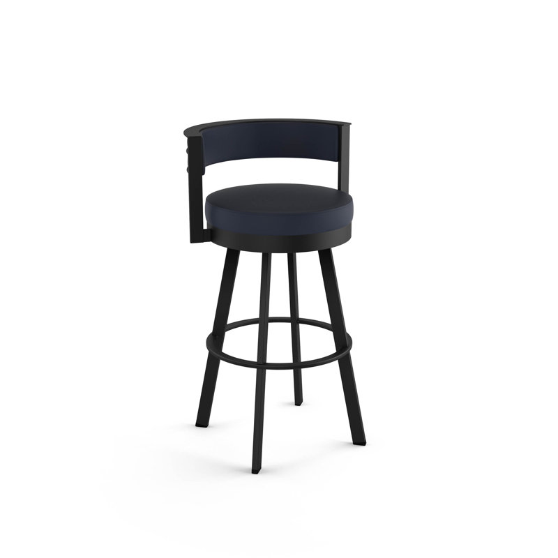 Tabouret de bar et de comptoir pivotant Matthews, Tabouret de bar (siège d'une hauteur de 30 po), Marine, Noir