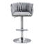 Ensemble de 2 tabourets de bar pivotants en tissu gris, chaises à hauteur de comptoir réglable avec dossier tissé et repose-pieds pour îlot de cuisine / pub | Idée de cadeau-1124331484