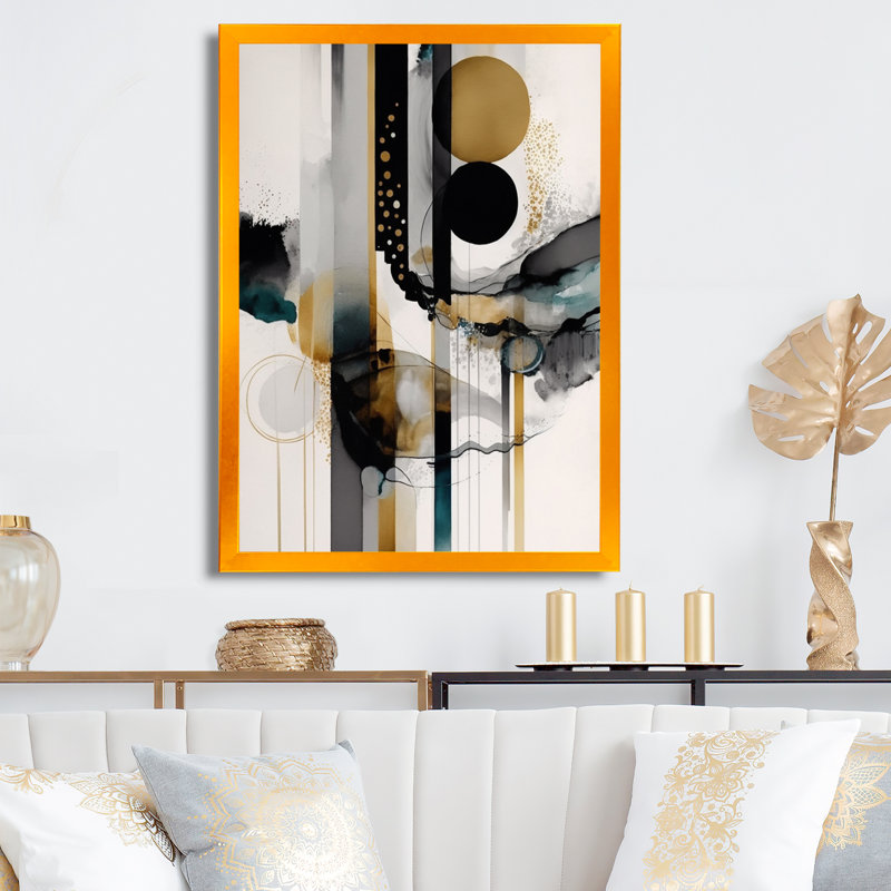 «Abstract Transitional Modern Shapes III», reproduction sur toile, Impression dorée sur toile encadrée, L 30 po x H 40 po