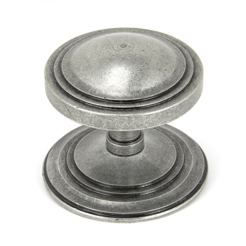 Art Deco Centre Door Knob, Pewter Patina