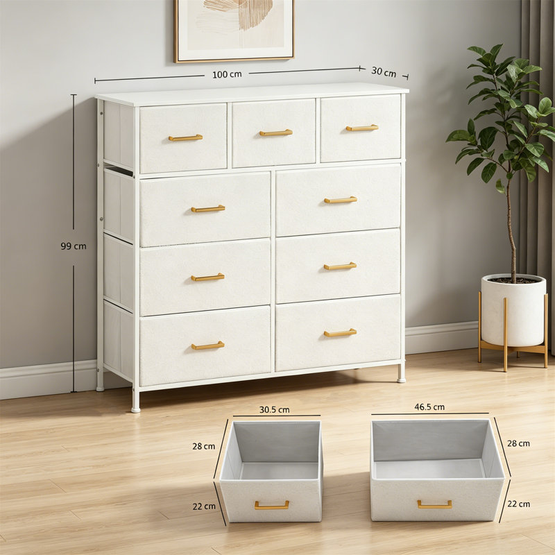 Chest of Drawers with 9 Fabric Drawers