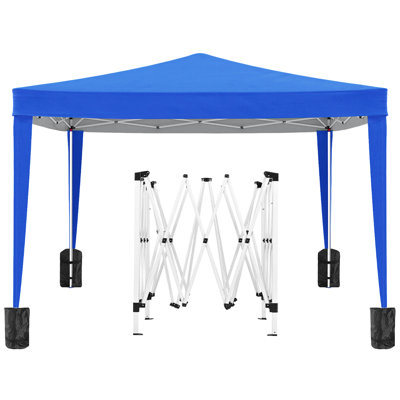 Tonnelle de camping pliante 3 x 3 m avec 4 parois latérales amovibles - Auvent extérieur UPF 50+, idéal pour les fêtes, la plage et les mariages. Tissu 210D, rangement facile.