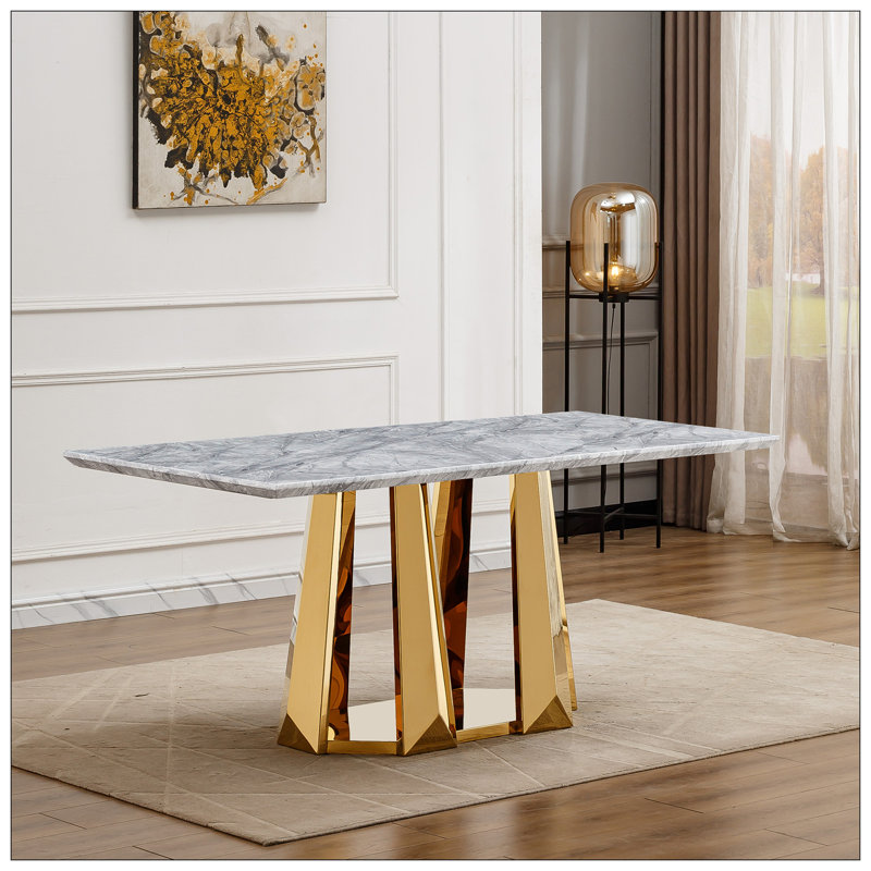 Table de salle à manger pour la cuisine, Doré, Gris