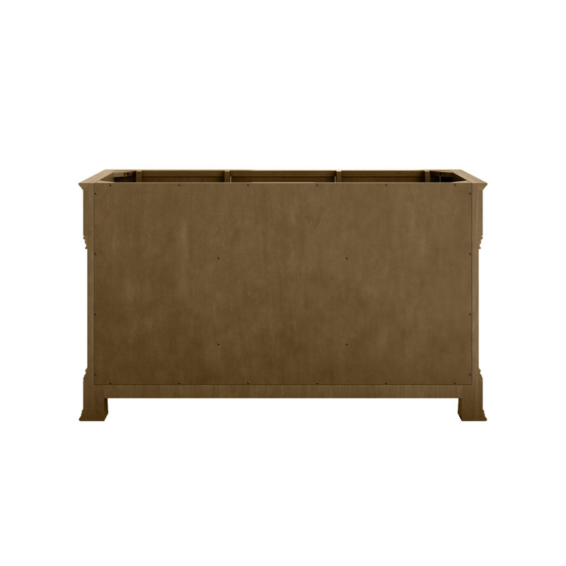 Brookfield 60'' W Double Vanity, Carrara White, Widespread, Honey Oak