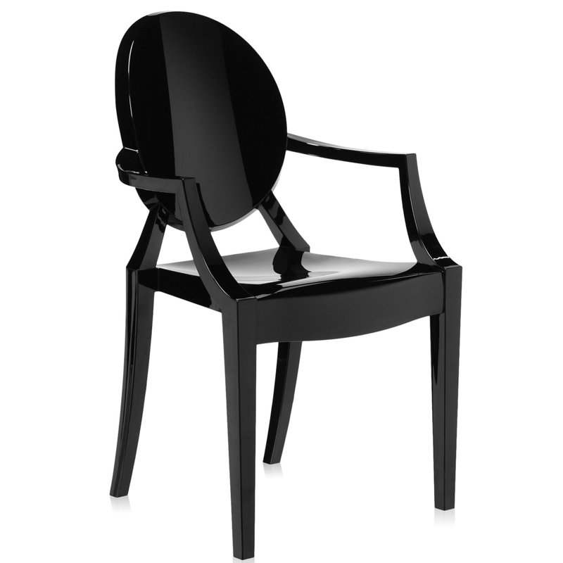 Louis Ghost Outdoor Dining Armchair, Glossy Black