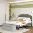 Ensemble de chambre avec lit plateforme et banc rembourré et illuminé (ensemble de 3)