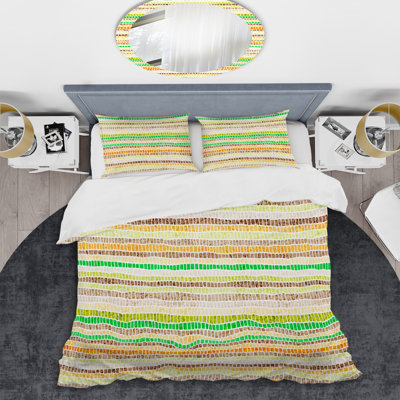 Ensemble de housse de couette en microfibre vert / beige / brun 3 pièces