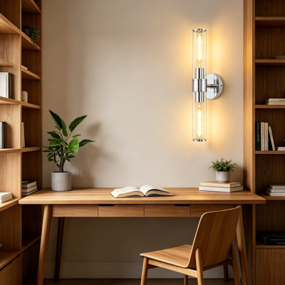 Luminaires de meuble-lavabo modernes en or avec abat-jour en verre fileté, appliques murales à 2 lumières pour la salle de bain, la chambre à coucher, le salon et le couloir, installation câblée incluse