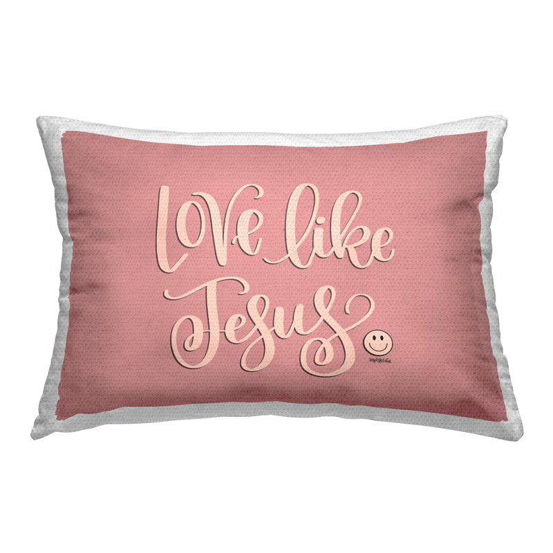 Coussin d'extérieur imprimé rose Love Like Jesus par Imparfect Dust
