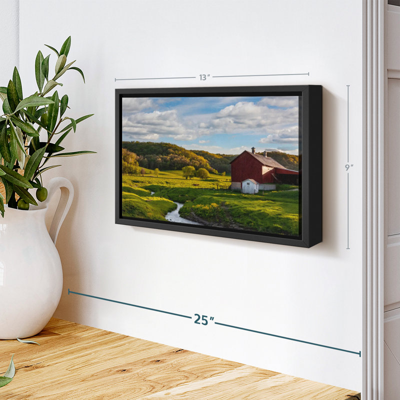 Nature «Green Fields Red Barn Wall Art», H 9 po x l 13 po