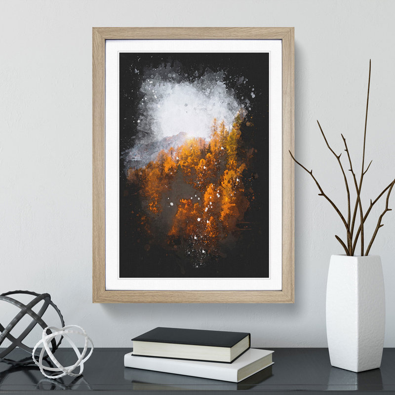 Golden Forest in Italy - Framed Print, 45cm H x 33cm W x 2cm D, Oak Framed